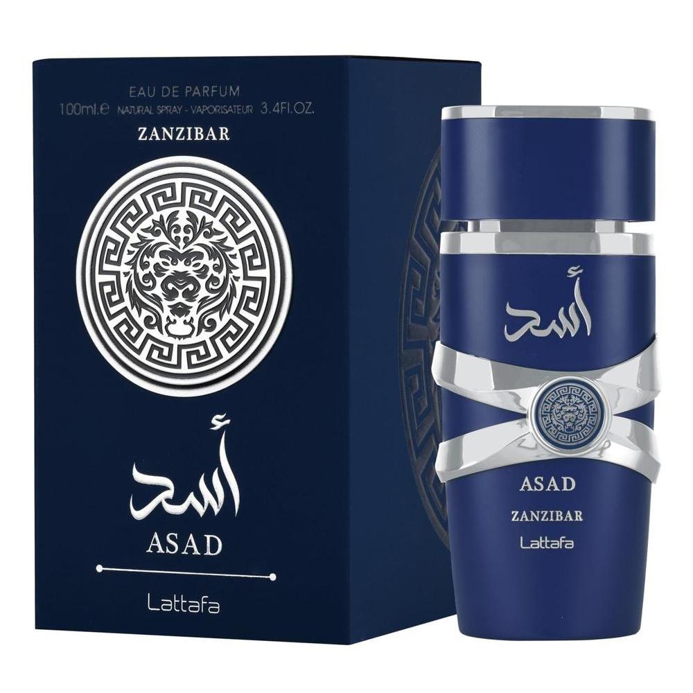 Lattafa Asad Zanzibar - Eau de Parfum para Hombres, Fragancia Fresca, Picante, Vainilla y Coco, Larga Duración