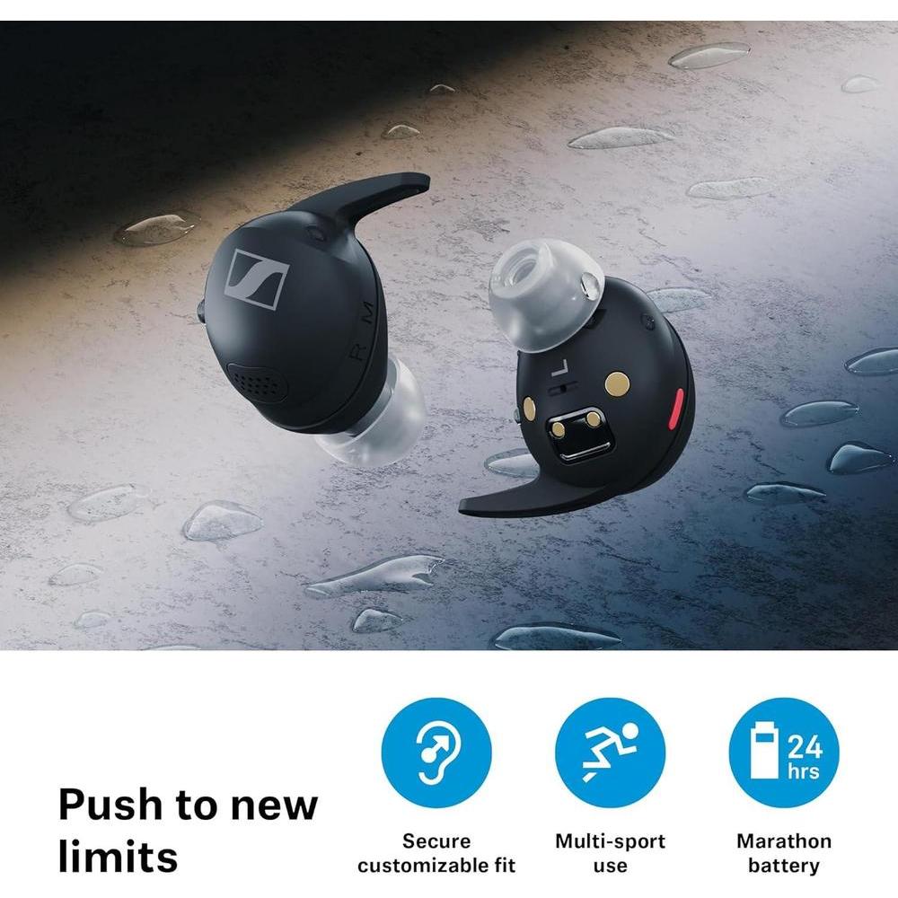Sennheiser Momentum - Auriculares Deportivos Con Ajuste De Sonido Y ANC Adaptativo, Ajuste Seguro, Batería 24 Horas