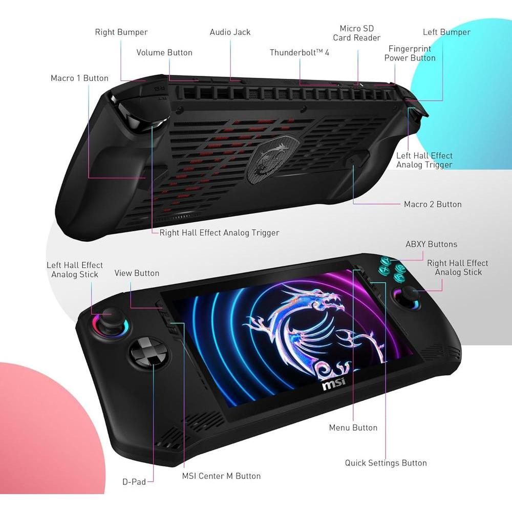 MSI Claw PC Gaming Handheld: Intel Ultra 5-135H, pantalla FHD 120 Hz, 16 GB LPDDR5, SSD NVMe, Win 11 Home, Negro