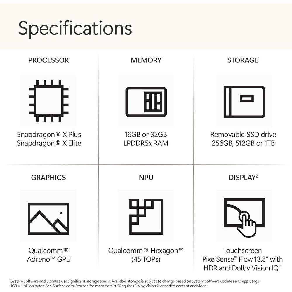 Microsoft Surface Laptop (2024) Windows 11 Copilot+ 13.8" Snapdragon X Elite 16GB RAM 1TB SSD Duna