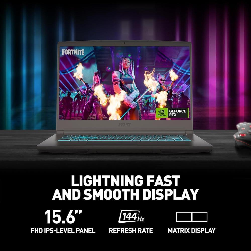 MSI Portátil Para Juegos Thin 15 15.6" 144Hz FHD: Intel Core i7-12650H, NVIDIA RTX 4050, 16GB RAM, 512GB SSD, Win 11: Negro B12VE-2023US