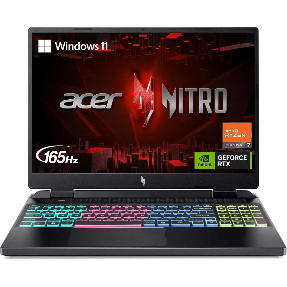 Acer Nitro 16 Laptop Gamer Ryzen 7 7840HS RTX 4060 Pantalla IPS WUXGA 165Hz 16" 16GB DDR5 1TB SSD WiFi 6E