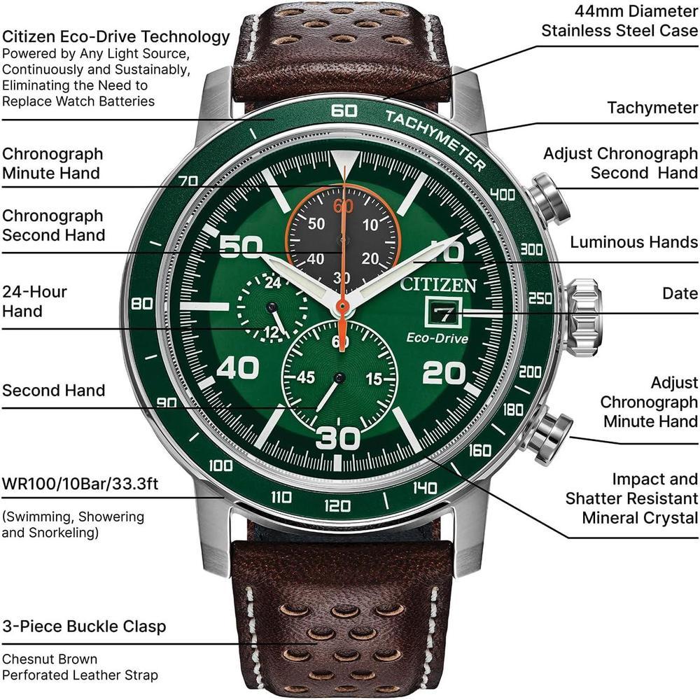Reloj cronógrafo Citizen Eco-Drive Brycen para hombre, con caja de acero inoxidable y diseño deportivo contemporáneo