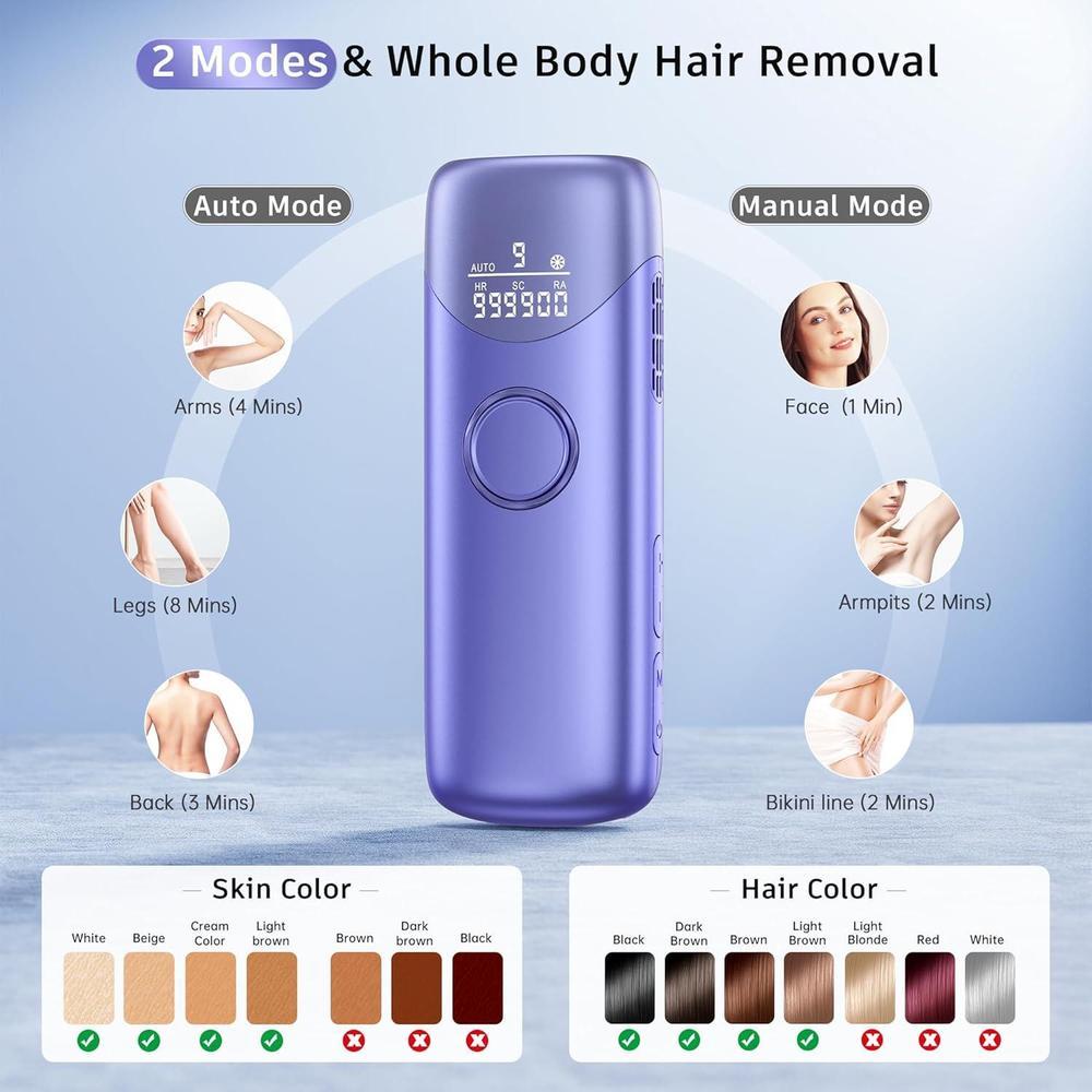 Depiladora láser IPL con enfriamiento por hielo 3 en 1, indolora, para uso en casa, adecuada para hombres y mujeres