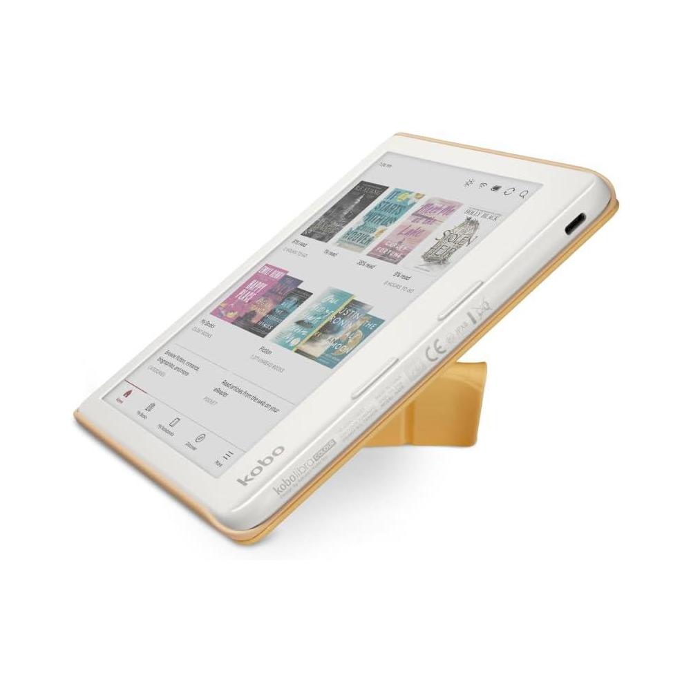 Kobo Libra Colour SleepCover | Amarillo mantequilla | Tecnología Sleep/Wake, soporte de 2 vías, cuero vegano, compatible