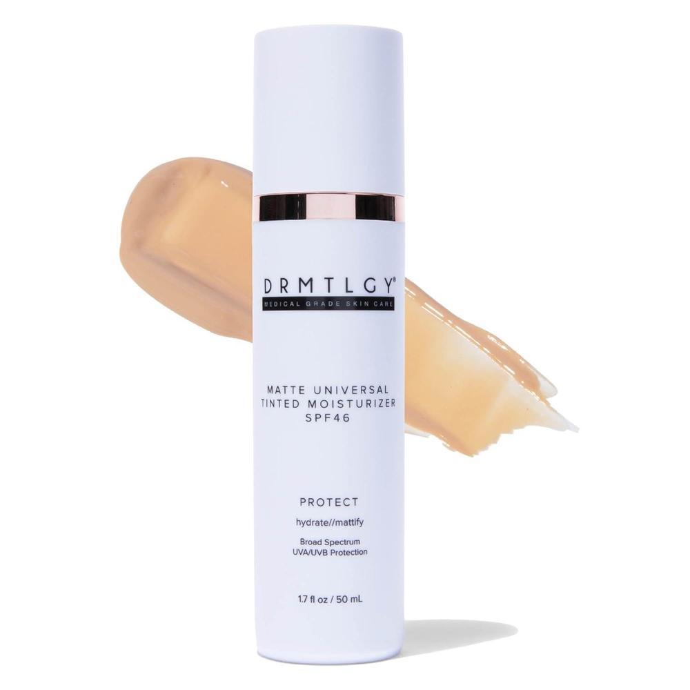 DRMTLGY Hidratante Matificante con Color SPF 46 – Protector solar facial antienvejecimiento y maquillaje ligero con protección UV de amplio espectro – Cuidado hidratante de la piel e hidratante facial