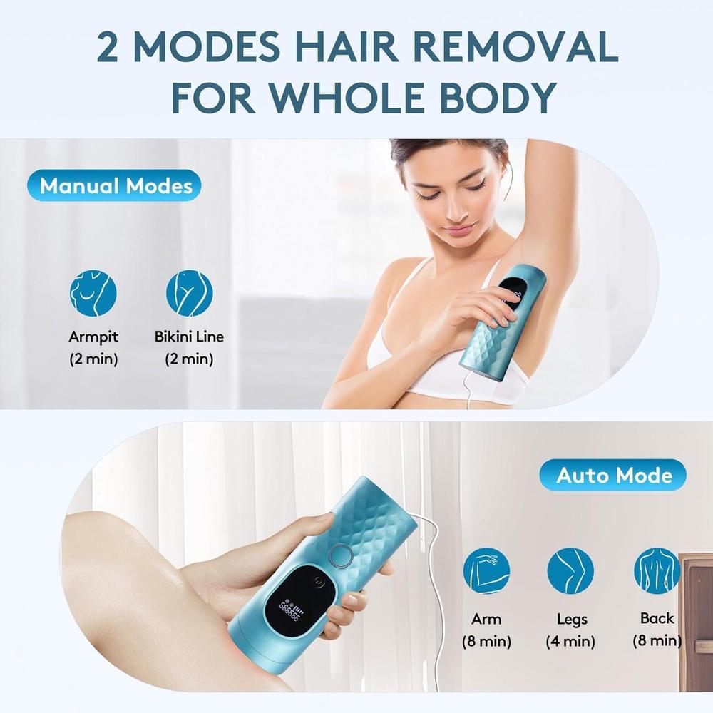 Depiladora láser IPL para mujeres y hombres, máquina portátil con tecnología de enfriamiento, 999,999 destellos, incluye afeitadora y gafas