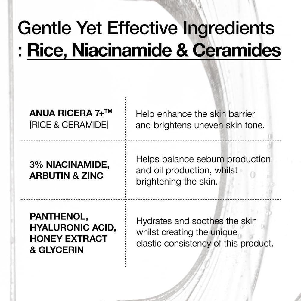 ANUA Suero Hidratante Facial Rice Ceramide 7 Con Ácido Hialurónico Y Niacinamida 50ml