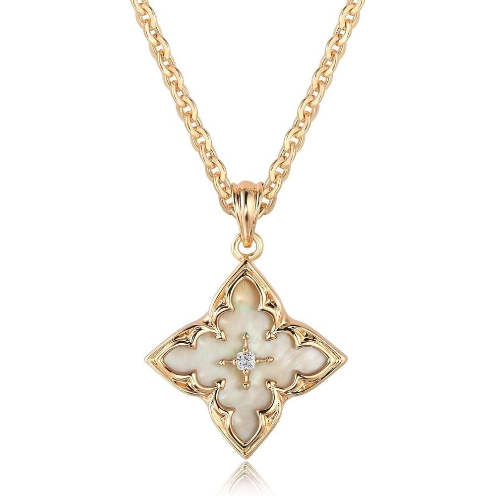 Fettero Gold Clover Necklace for Women Dainty 14K Gold Plated CZ Pendant Necklace Adjustable Chain Choker Charm Colorful Clover Pendant Lucky Necklace for Women Jewelry