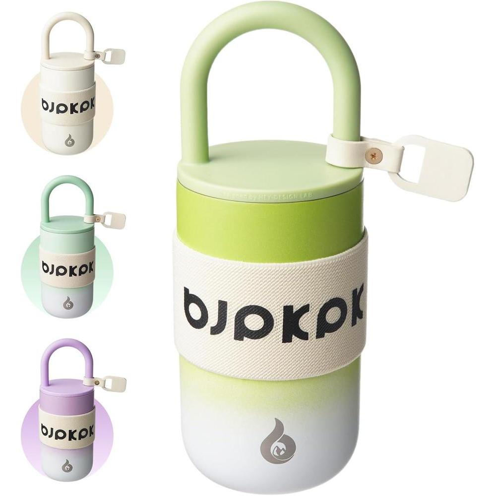 BJPKPK 13oz Tumbler With Lid And Handle Insulated Tumblers Cup Stainless Steel Coffee Mug,Cucumber
