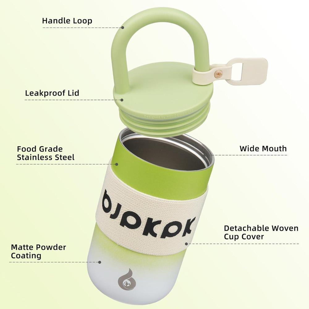 Taza de café BJPKPK con tapa y asa de acero inoxidable, ideal para mantener bebidas frías y calientes, color pepino