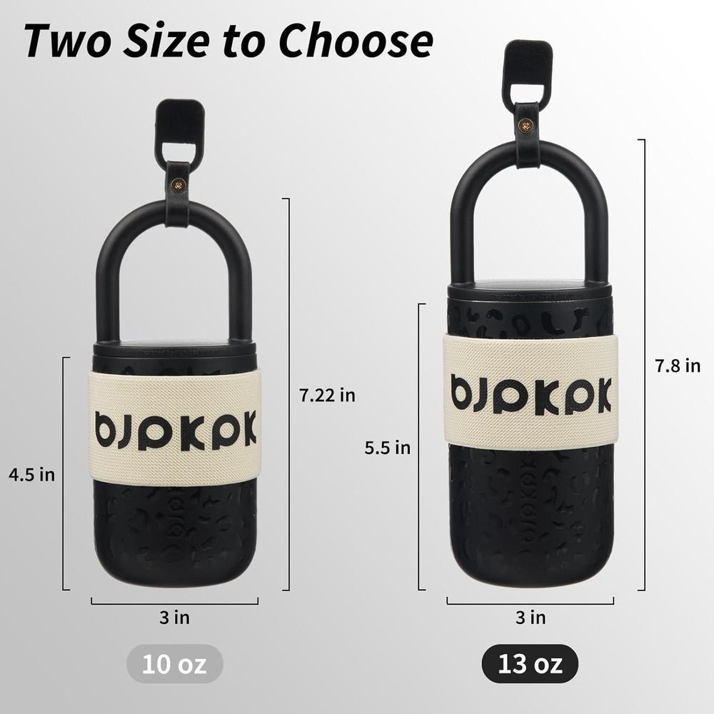 BJPKPK Vaso aislado con tapa y asa, acero inoxidable, a prueba de fugas, ideal para café y bebidas, diseño leopardo negro