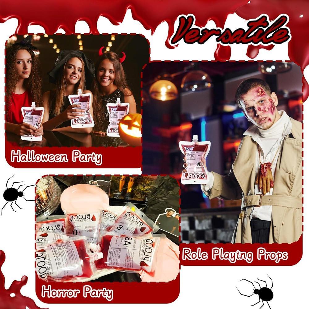 Paquete de 40 bolsas de sangre reutilizables para bebidas con embudo, decoración de fiestas de Halloween y eventos temáticos