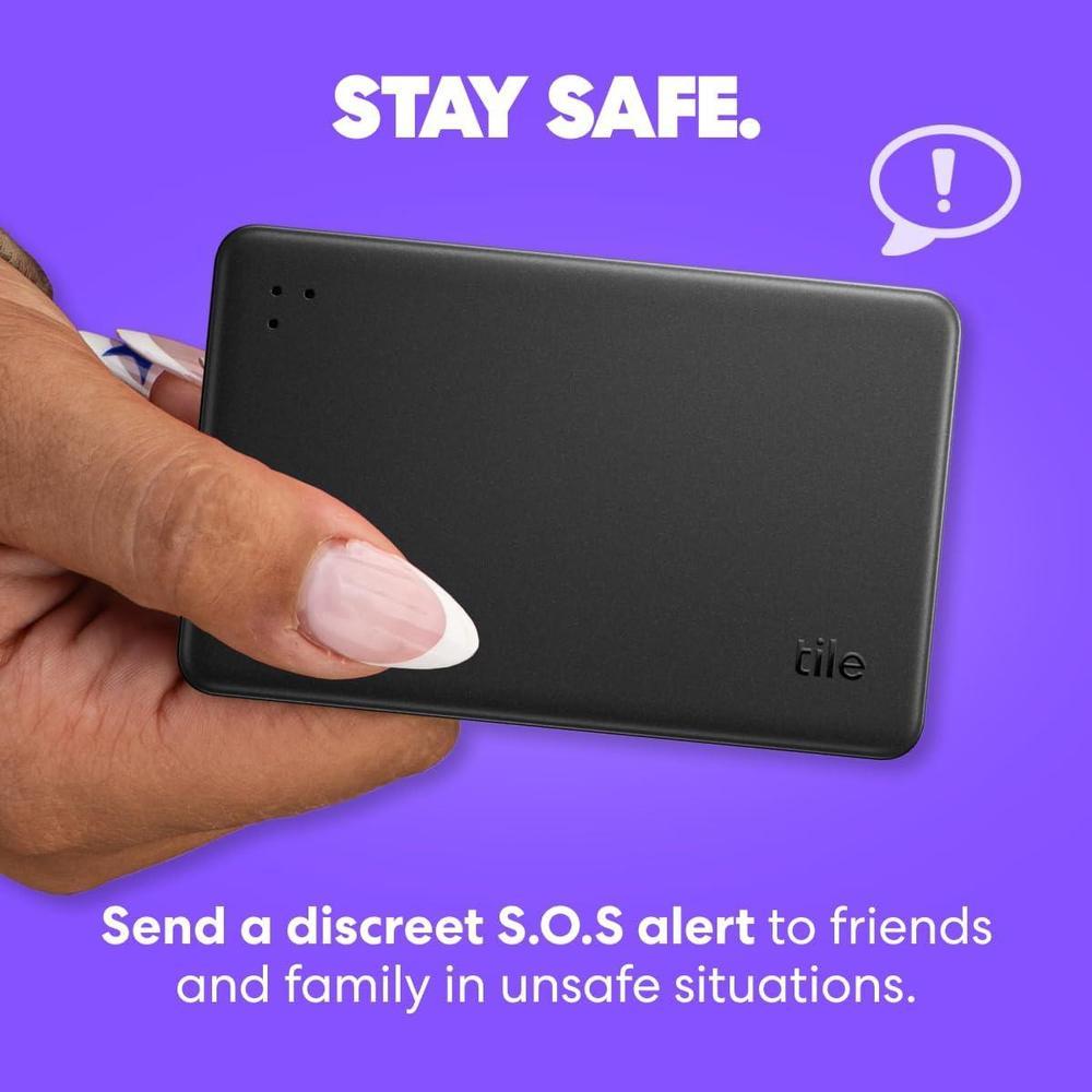 Tile Slim por Life360, rastreador Bluetooth para billeteras, pasaportes y más. Compatible iOS y Android, incluye función SOS
