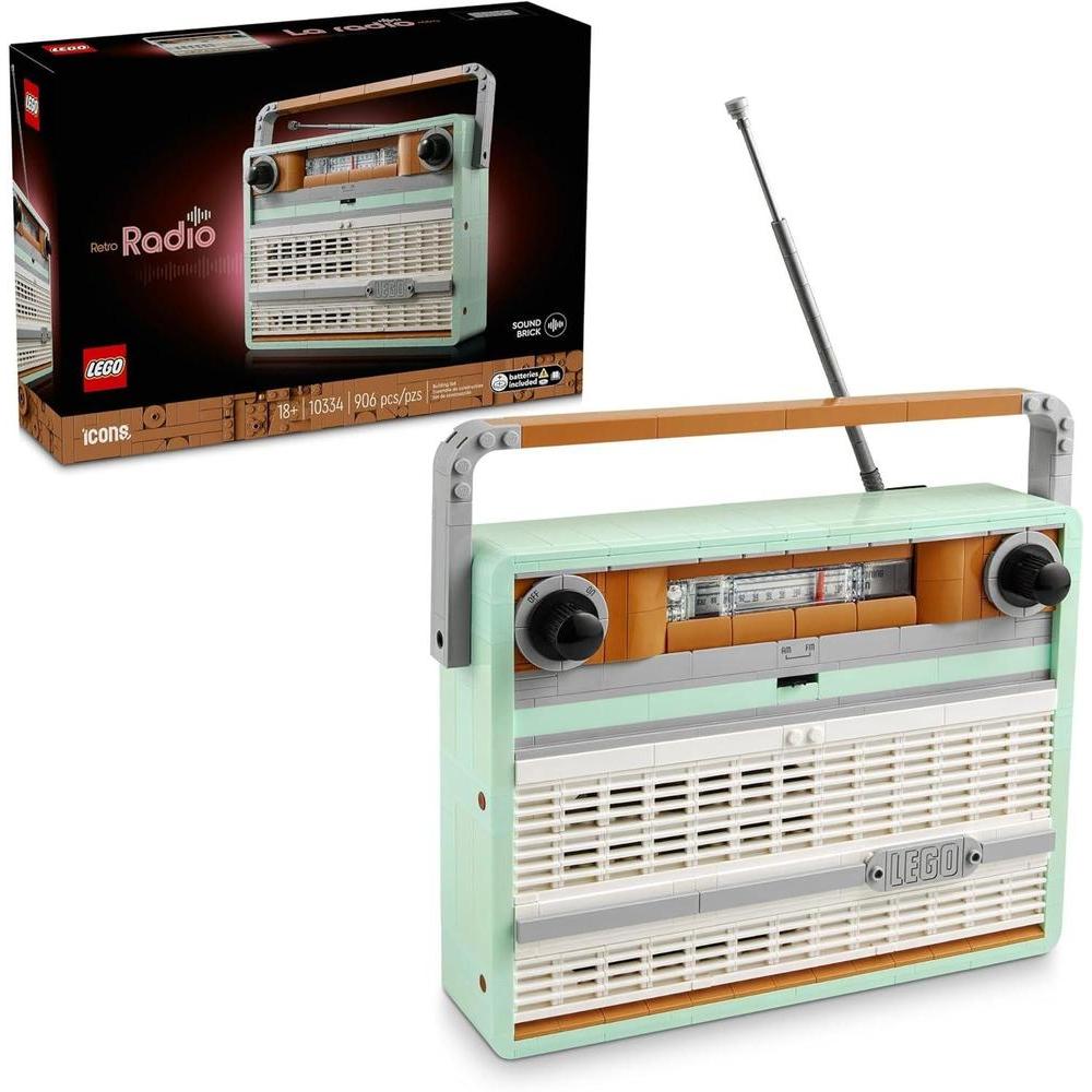 LEGO Icons Retro Radio Building Set for Adults - Home Decor for Bedroom, Living Room, Desk for Vintage Aesthetic with Sound Effects & Smart Phone Integration - Gift for Graduation - 10334
