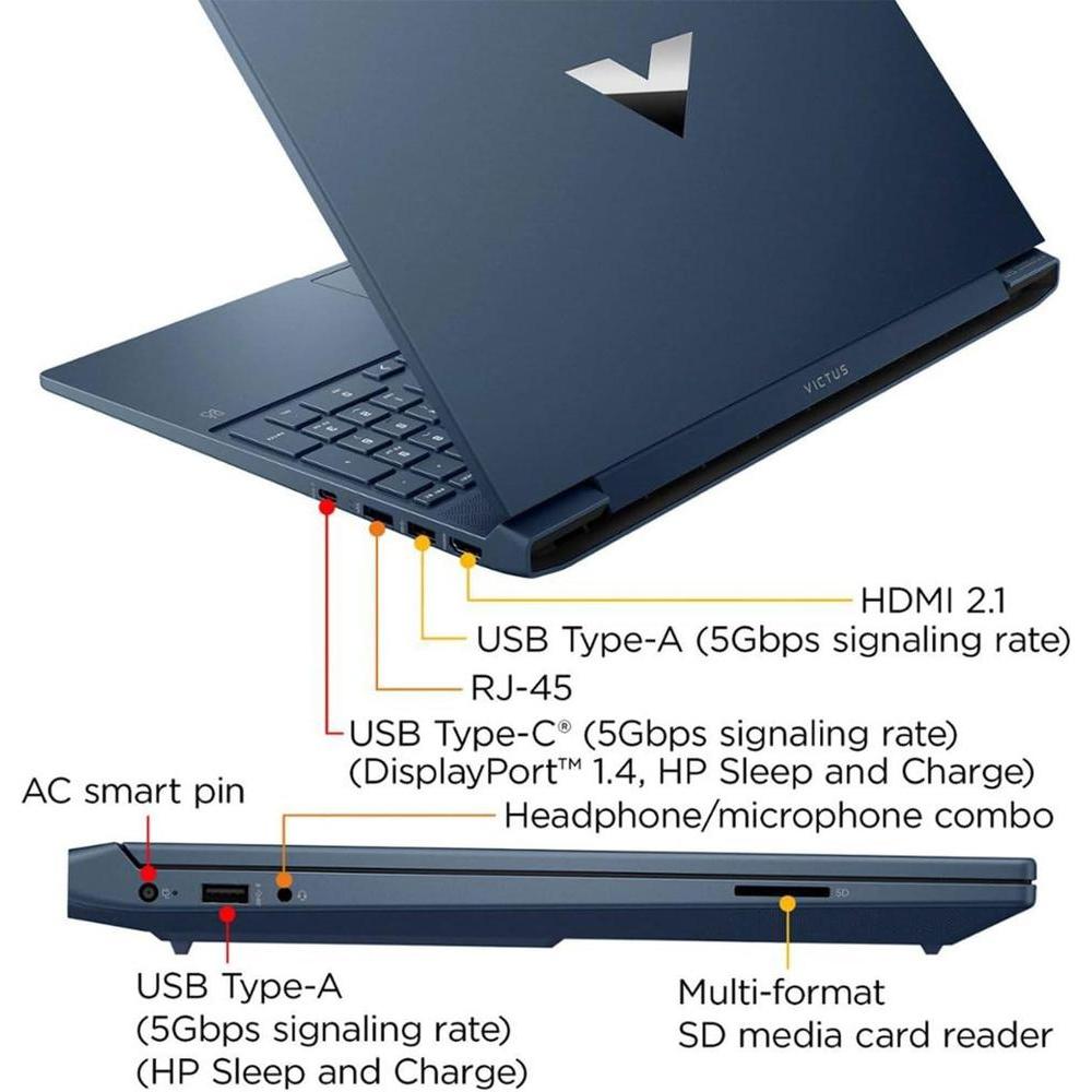 Hp Victus 15.6 I5 Gaming Laptop, 15.6" Fhd, Core I5-12450h, Rtx 3050, 32gb Ram, 1tb Ssd, Blue
