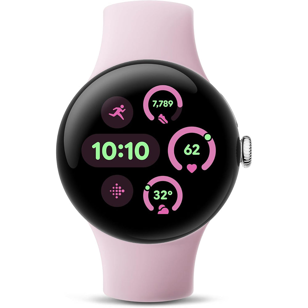 Google Pixel Watch 3 (41mm) - Android Smartwatch with Heart Rate Tracking, Advanced Running from Fitbit, Fitness Insights, 24-Hour Battery - Polished Silver Aluminum Case - Rose Quartz Band - Wi-Fi
