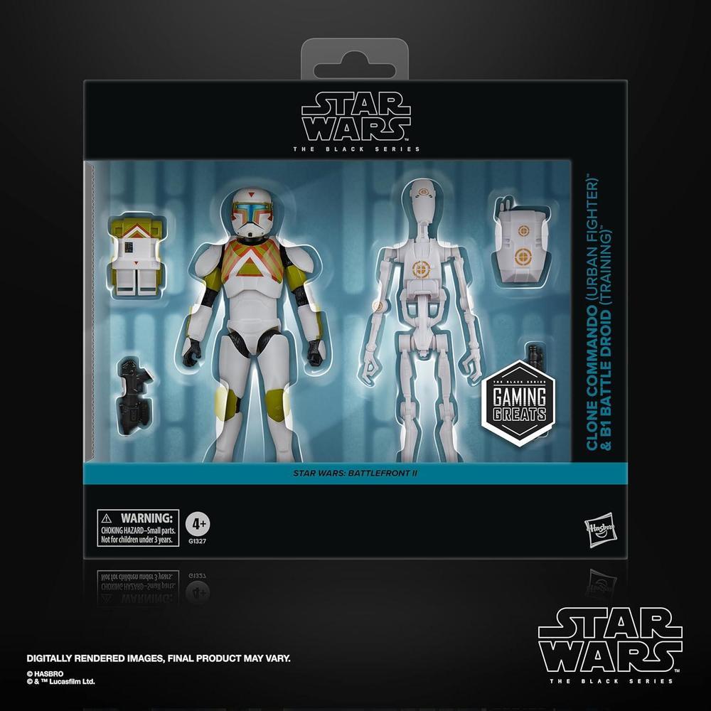 Star Wars Clone Commando Urban Fighter y B1 Battle Droid en Battlefront II, figuras de acción exclusivas con accesorios