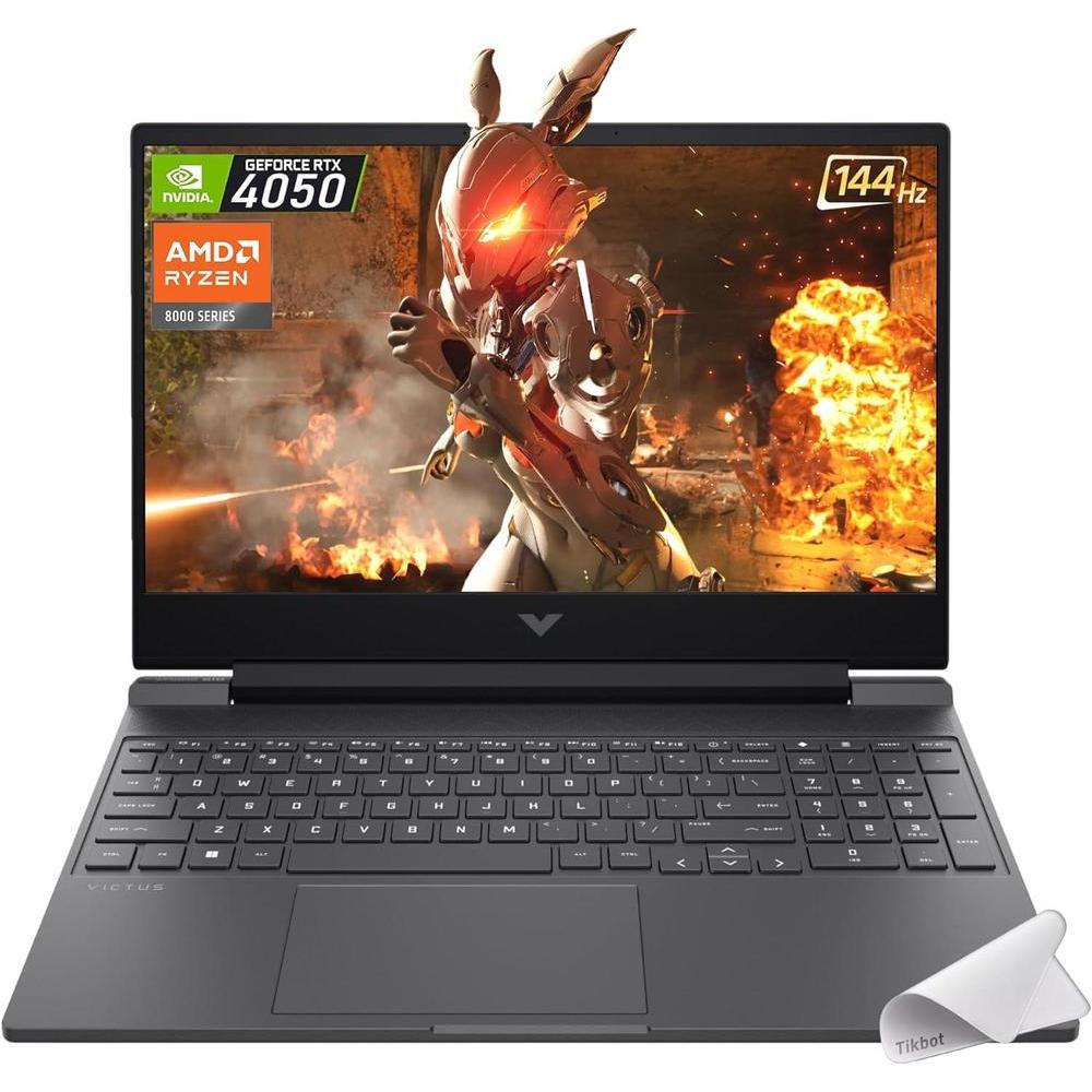 HP Victus Gaming Laptop, 15.6-inch FHD IPS 144Hz, AMD Ryzen 5-8645HS, NVIDIA GeForce RTX 4050, Wi-Fi 6, Backlit KB, Win11 Home, w/Mouse Pad (16GB RAM |1TB PCIe SSD)
