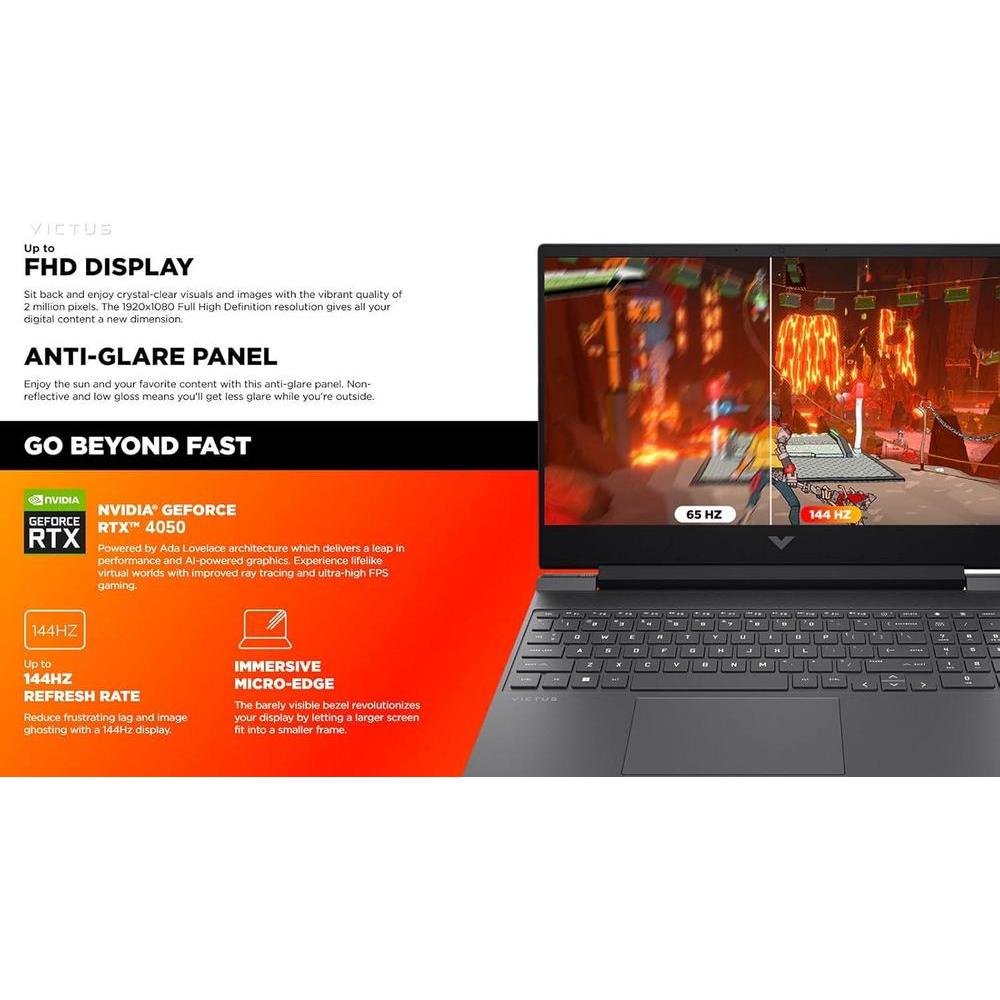 HP Victus - Laptop Gamer, 15.6",144Hz, Ryzen 5-8645HS, RTX 4050, 16GB RAM, 1TB SSD, Win11 Home