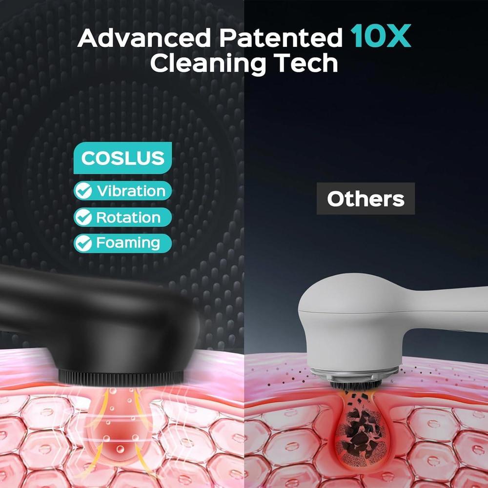 Cepillo facial COSLUS: limpieza profunda con tecnología 2 en 1 de giro y vibración, ideal para hombres y mujeres