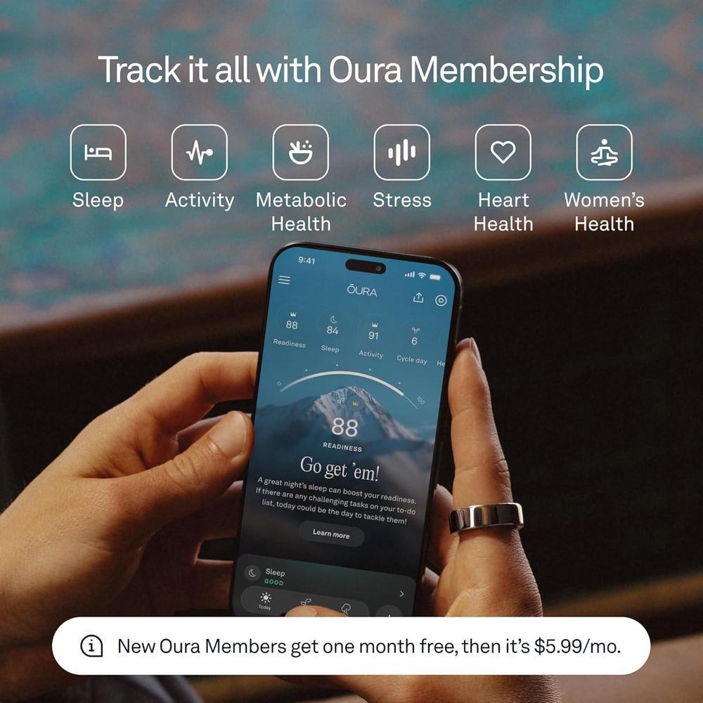 Anillo Oura 4 Plata - Monitoriza métricas de salud como sueño, actividad y más. Incluye conectividad Bluetooth y larga duración