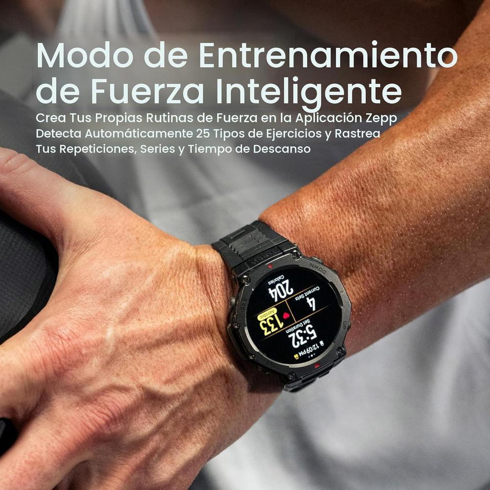 Amazfit T-Rex 3 - Reloj Inteligente Resistente Negro Con Pantalla Amoled 1.5 Pulgadas, Gps De Doble Banda Y 27 Días De Batería