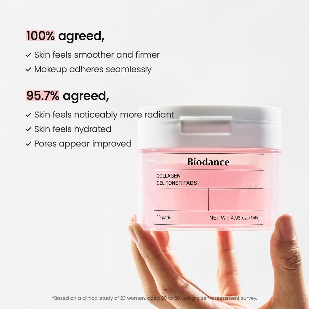 Biodance Almohadillas de tóner de gel de colágeno para minimizar poros y mejorar elasticidad, adecuado para piel sensible