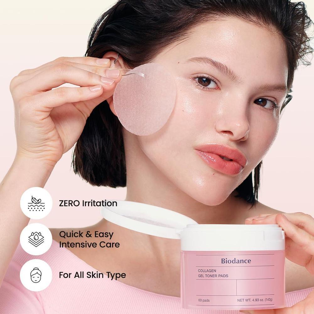 Biodance Almohadillas de tóner de gel de colágeno para minimizar poros y mejorar elasticidad, adecuado para piel sensible