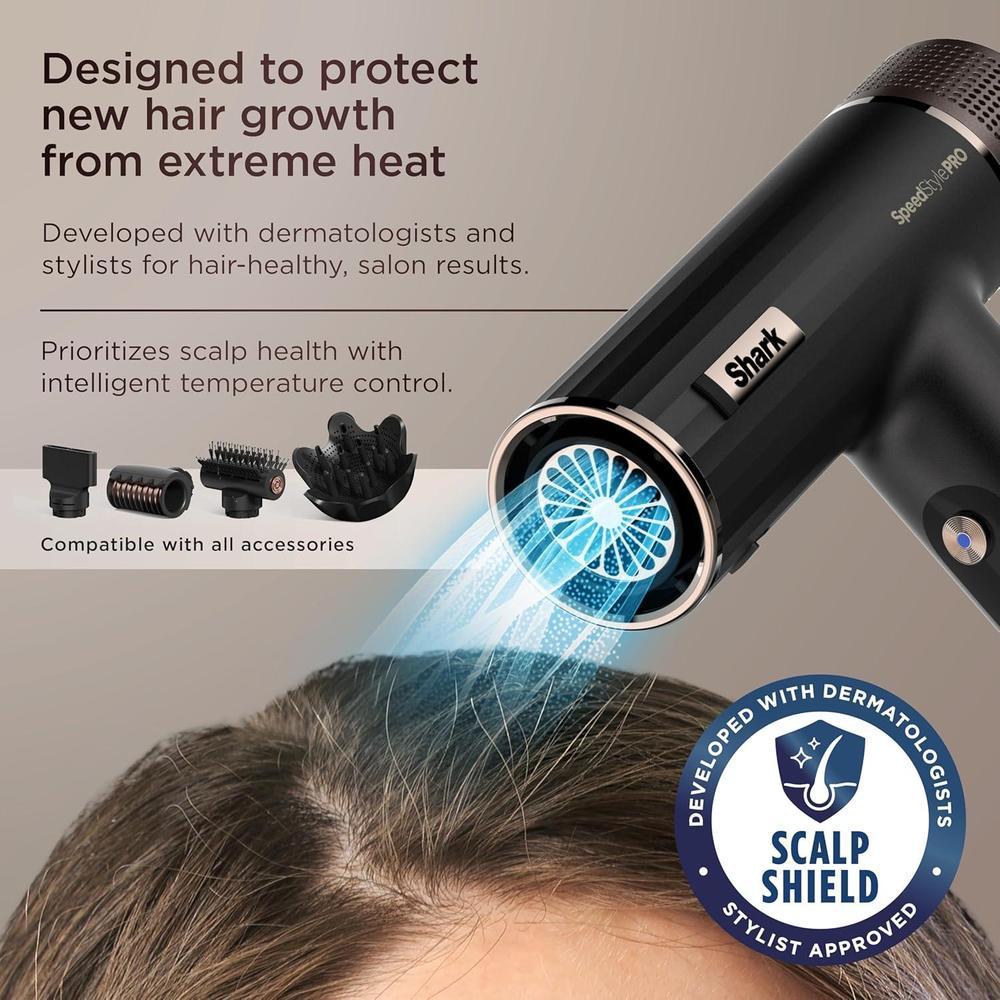 Secador de pelo Shark SpeedStyle Pro HD731 con tecnología iónica, protector de cuero cabelludo, y conjunto de secado rápido