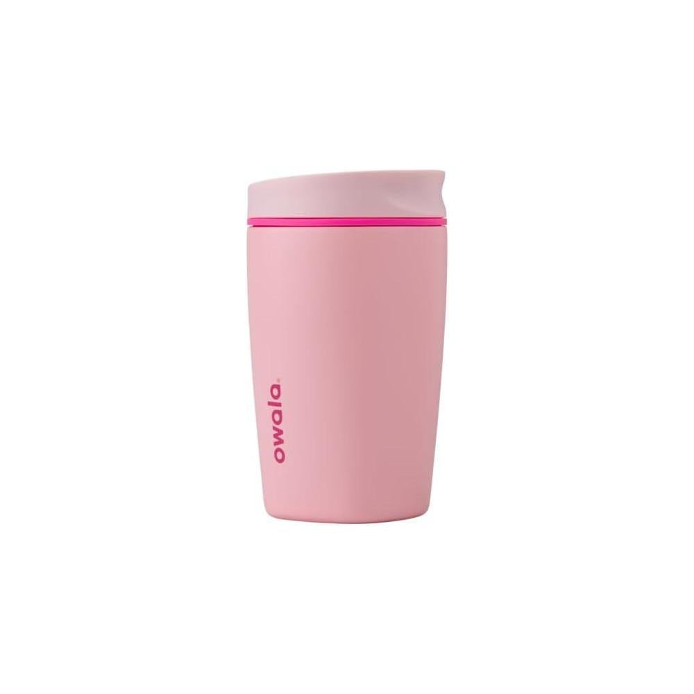 Owala SmoothSip Slider Insulated Stainless Steel Coffee Tumbler, Reusable Iced Coffee Cup, Hot Coffee Travel Mug, BPA Free 12 oz, Pink (Pucker Up)
