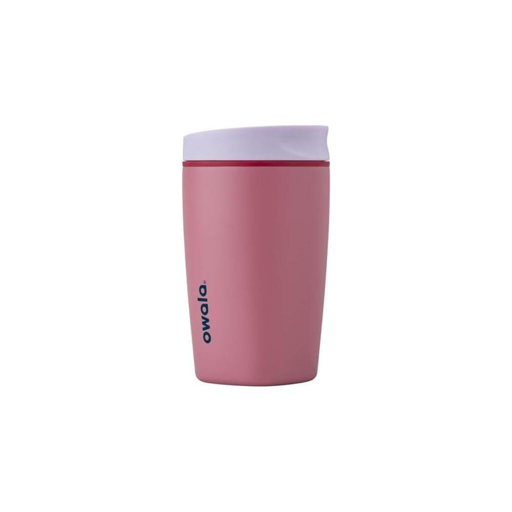 Owala SmoothSip Slider Insulated Stainless Steel Coffee Tumbler, Reusable Iced Coffee Cup, Hot Coffee Travel Mug, BPA Free 12 oz, Purple/Pink (Crochet Queen)