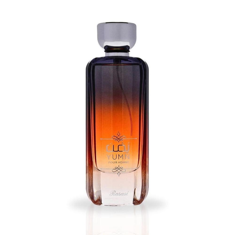 RASASI Yumn Eau De Parfum para hombre. Fragancia cálida y refrescante con notas de cedro, bergamota, cardamomo y lavanda. Elegante y de larga duración