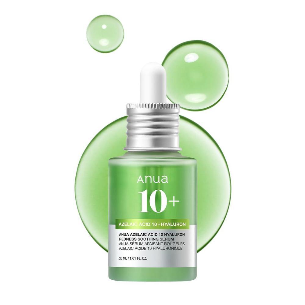 Anua Suero Facial de Ácido Azelaico 10% Hialurónico en Rojo Tranquilizante, Suero Facial para Piel Sensible y Problemática, Brotes, Ácido Hialurónico, Niacinamida, Cuidado de Manchas, Color Natural