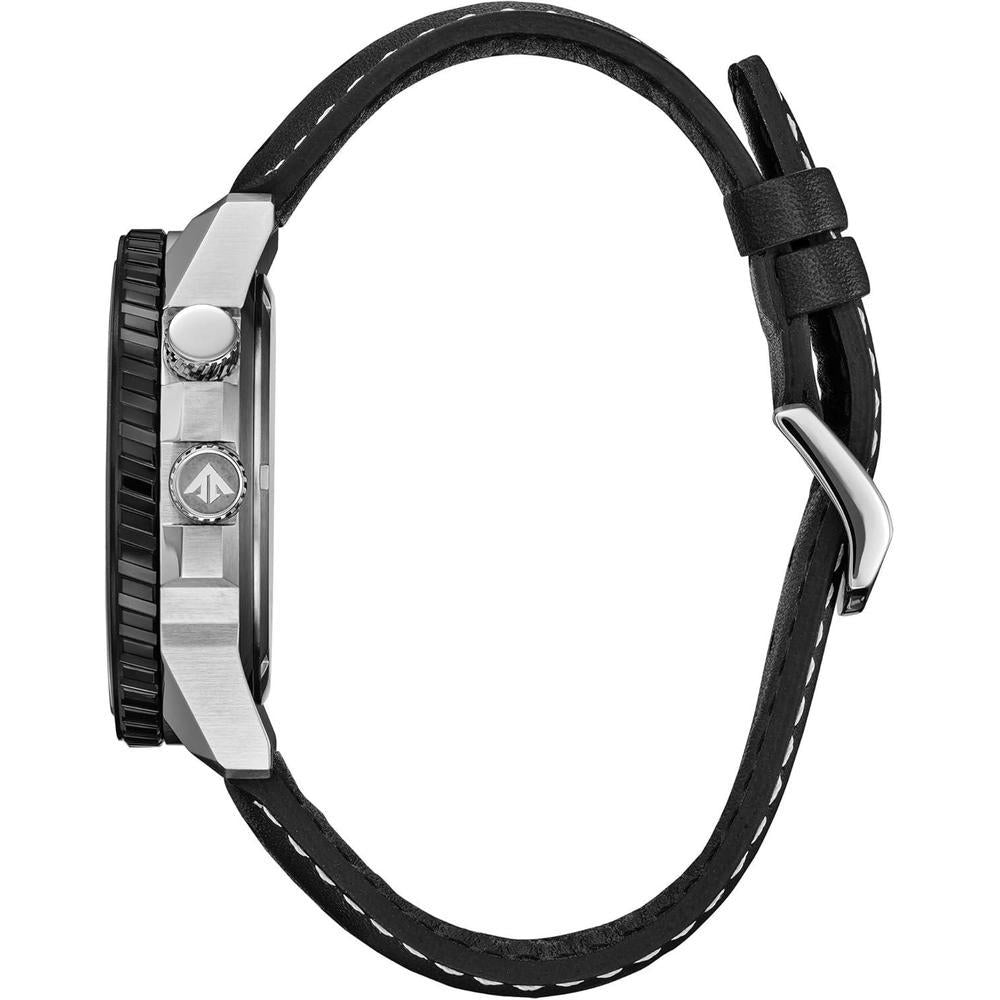Citizen Reloj Eco-Drive Promaster Nighthawk para hombre, correa de cuero negro, esfera negra, hora dual, resistente al agua