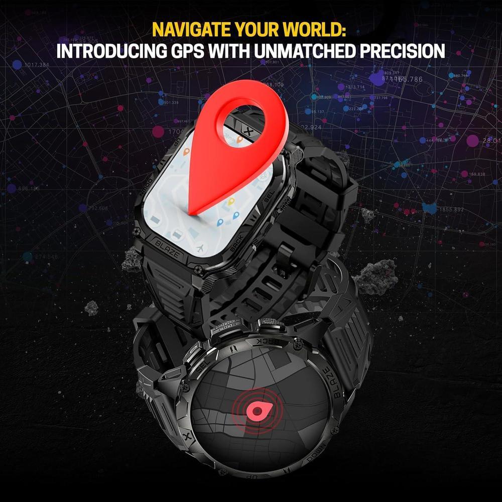 CARBINOX Blaze Smartwatch con GPS, resistente, 170+ modos deportes, Gorilla Glass, llamadas, compatible Android iOS