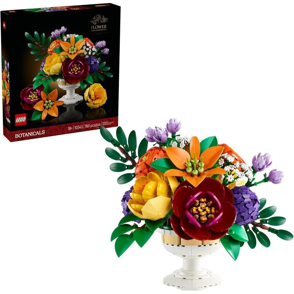 LEGO Botanicals Flower Arrangement DIY Building Set - Faux Bouquet Set for Adults, 18+ - Floral Home Décor Kit - Gift for Mother's Day - Decorations for Office or Cubicle - 10345