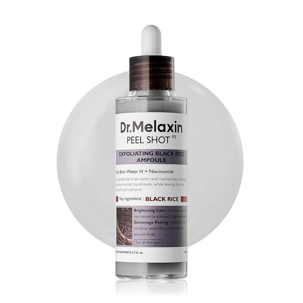 Dr.Melaxin Peel Shot Glow Ampolla Exfoliante de Arroz 80ml Exfoliante Facial y Corporal Suave Diario para Células Muertas de la Piel Removedor de Puntos Negros para Todo Tipo de Piel Cuidado de la