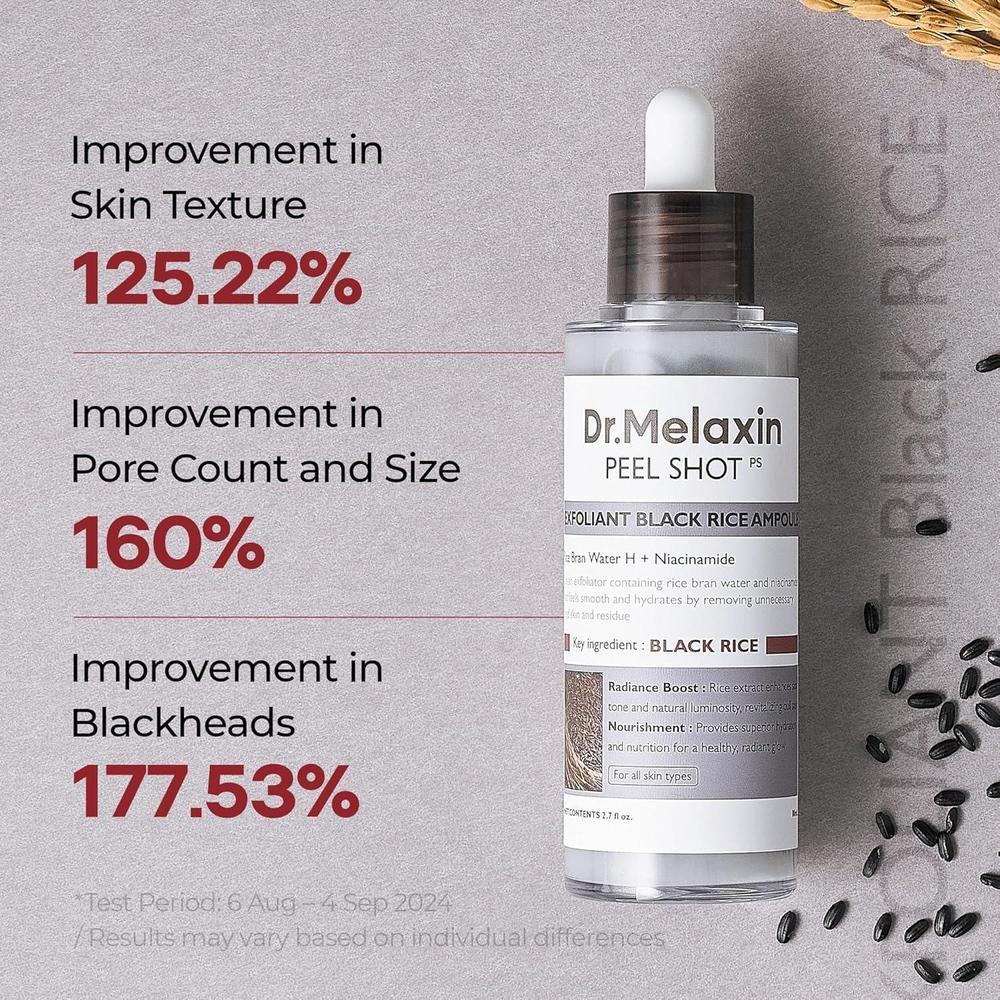 Dr.Melaxin Peel Shot Glow ampolla exfoliante suave con arroz, para todo tipo de piel, elimine puntos negros y células muertas