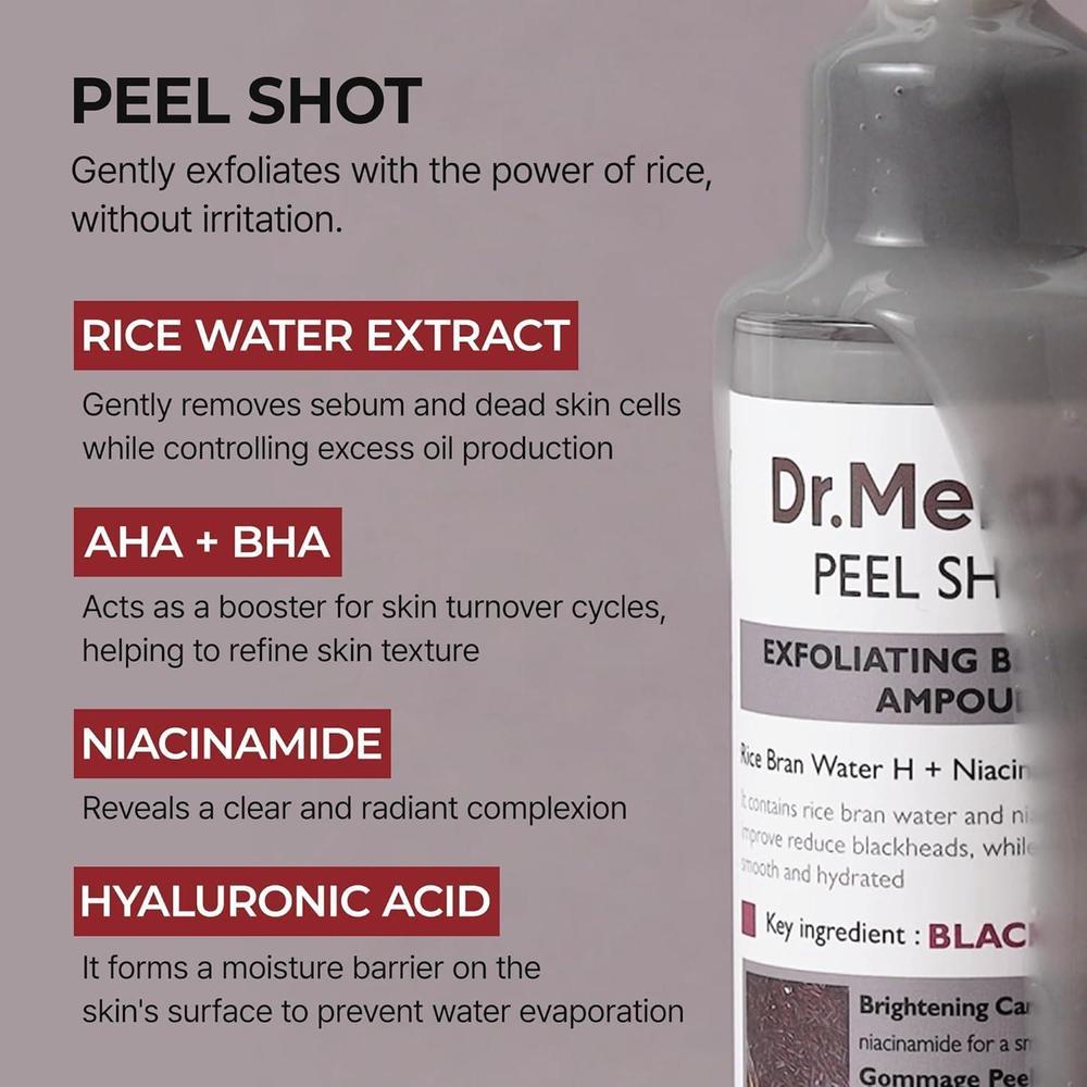 Dr.Melaxin Peel Shot Glow ampolla exfoliante suave con arroz, para todo tipo de piel, elimine puntos negros y células muertas