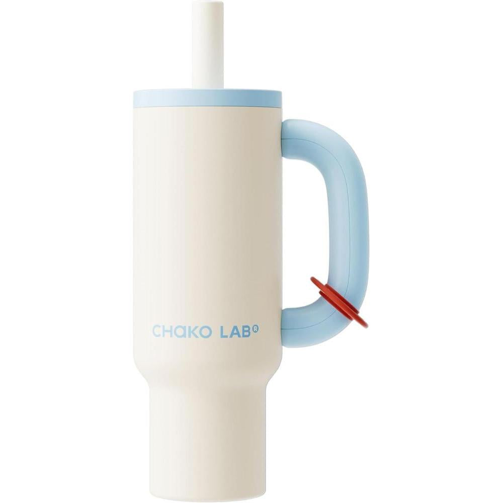CHaKOLAB BaWangCup Insulated Water Bottle Tumbler White and Blue 33.8 fl oz