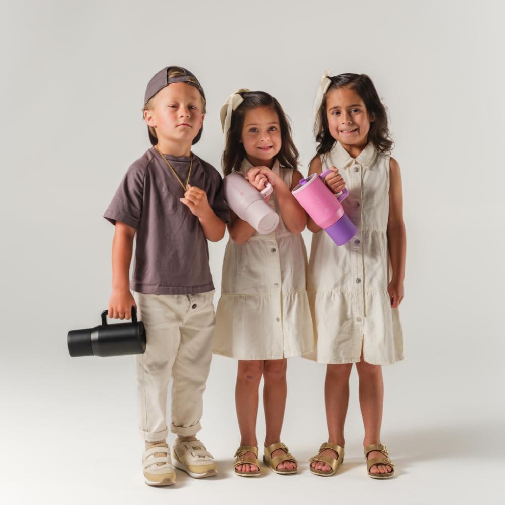 Botella de agua aislada para niños con popote abatible, a prueba de fugas y duradera, ideal para escuela, deportes y viajes