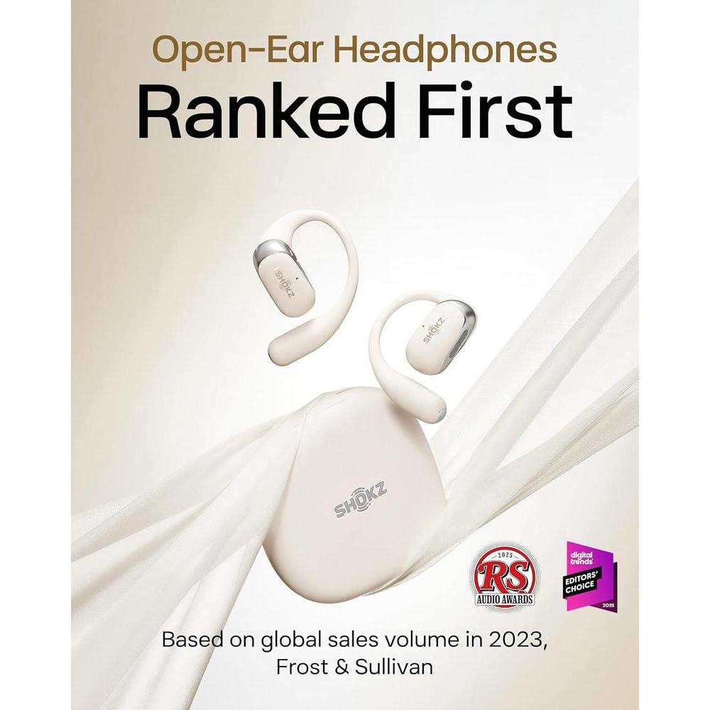 Auriculares De Oreja Abierta Shokz Openfit 2 Bluetooth, Micrófono, 48 Horas Reproducción, Carga Rápida, Beige
