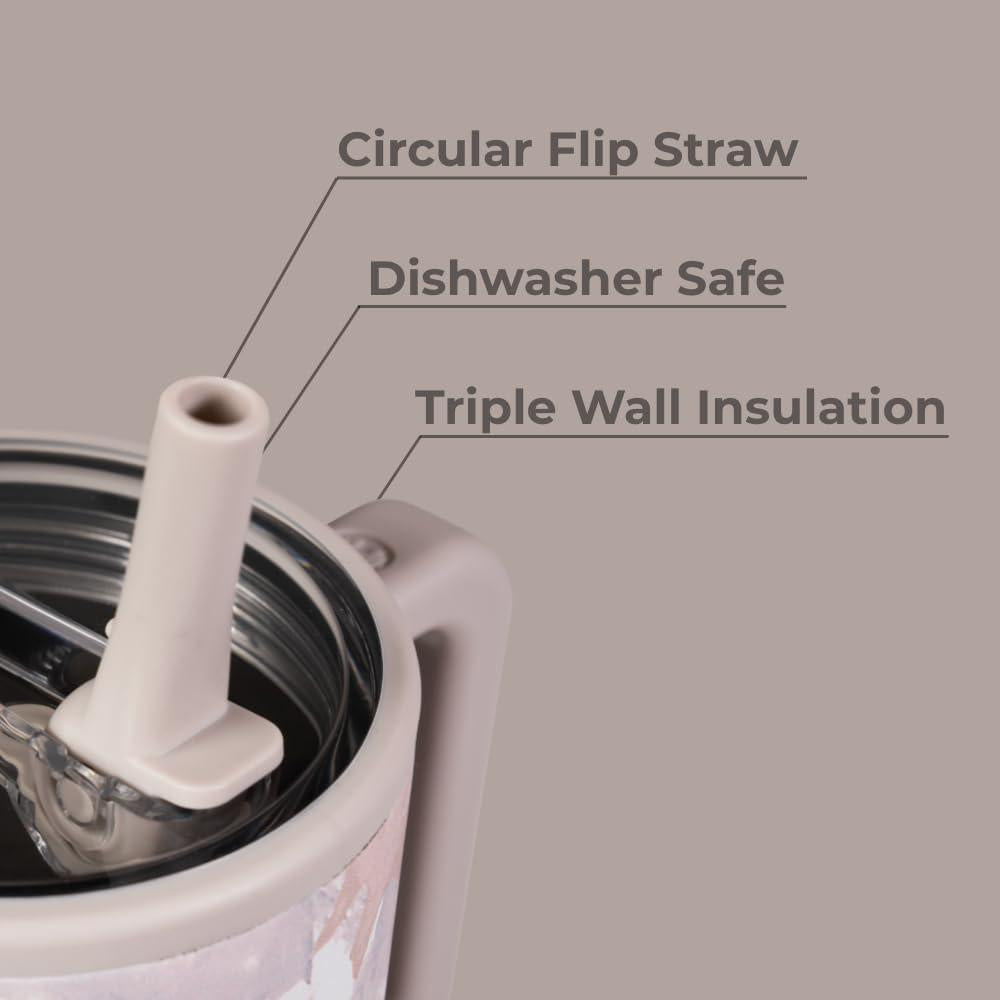 HydroJug Traveler - Botella de agua con asa y popote abatible, vaso resistente a fugas, reutilizable, de acero inoxidable