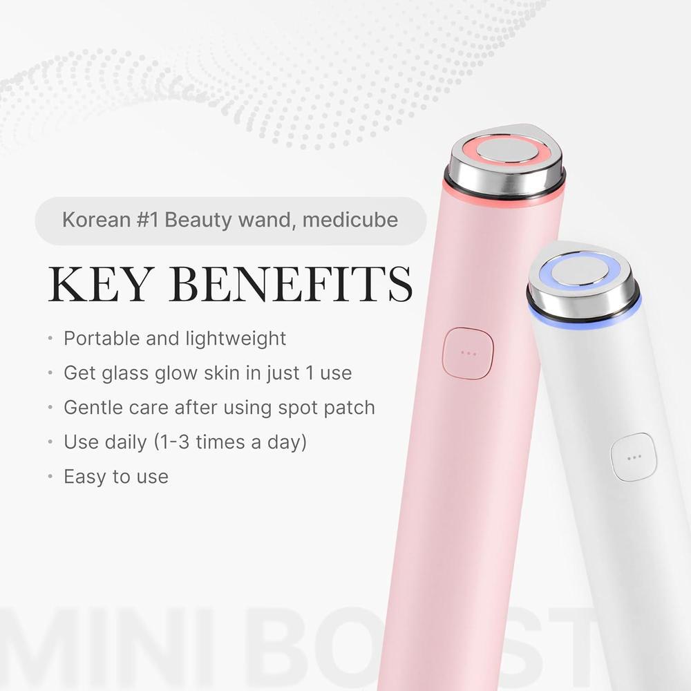 medicube Mini Booster Pro White, dispositivo facial portátil para principiantes, mejora la absorción de cuidado de piel, uso en hogar