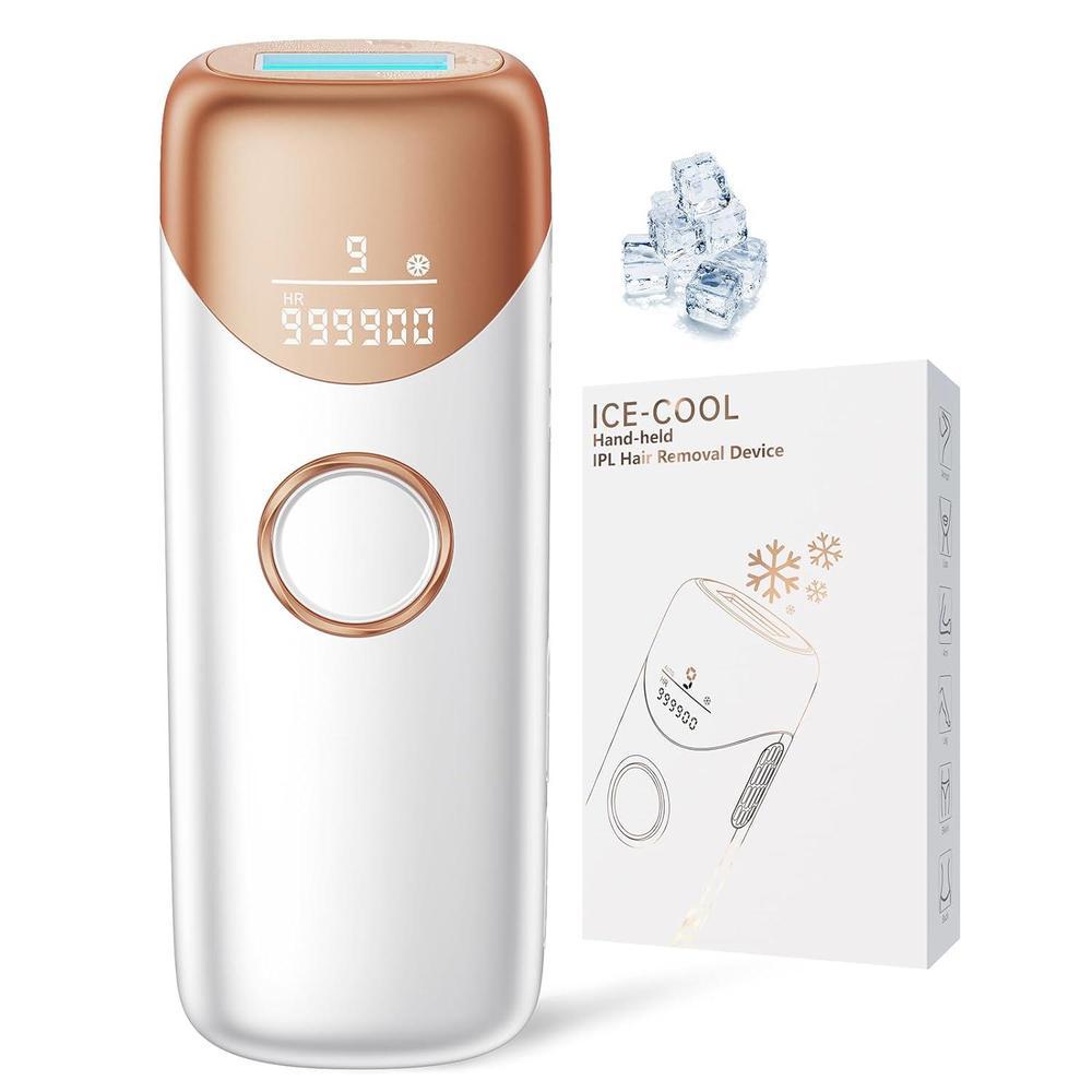 Laser Hair Removal Ubroo IPL Hair Removal Device with 5℃ Ice Cooling, 3 In 1 Painless Hair Removal For Women Men Permanent Face Body Beauty Care (Gold)