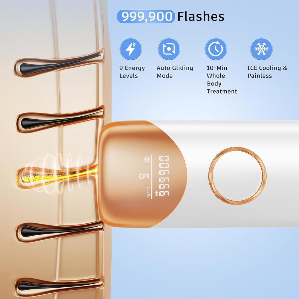 Ubroo IPL, dispositivo de depilación láser con enfriamiento de hielo, depilación sin dolor para cuerpo completo, mujeres y hombres