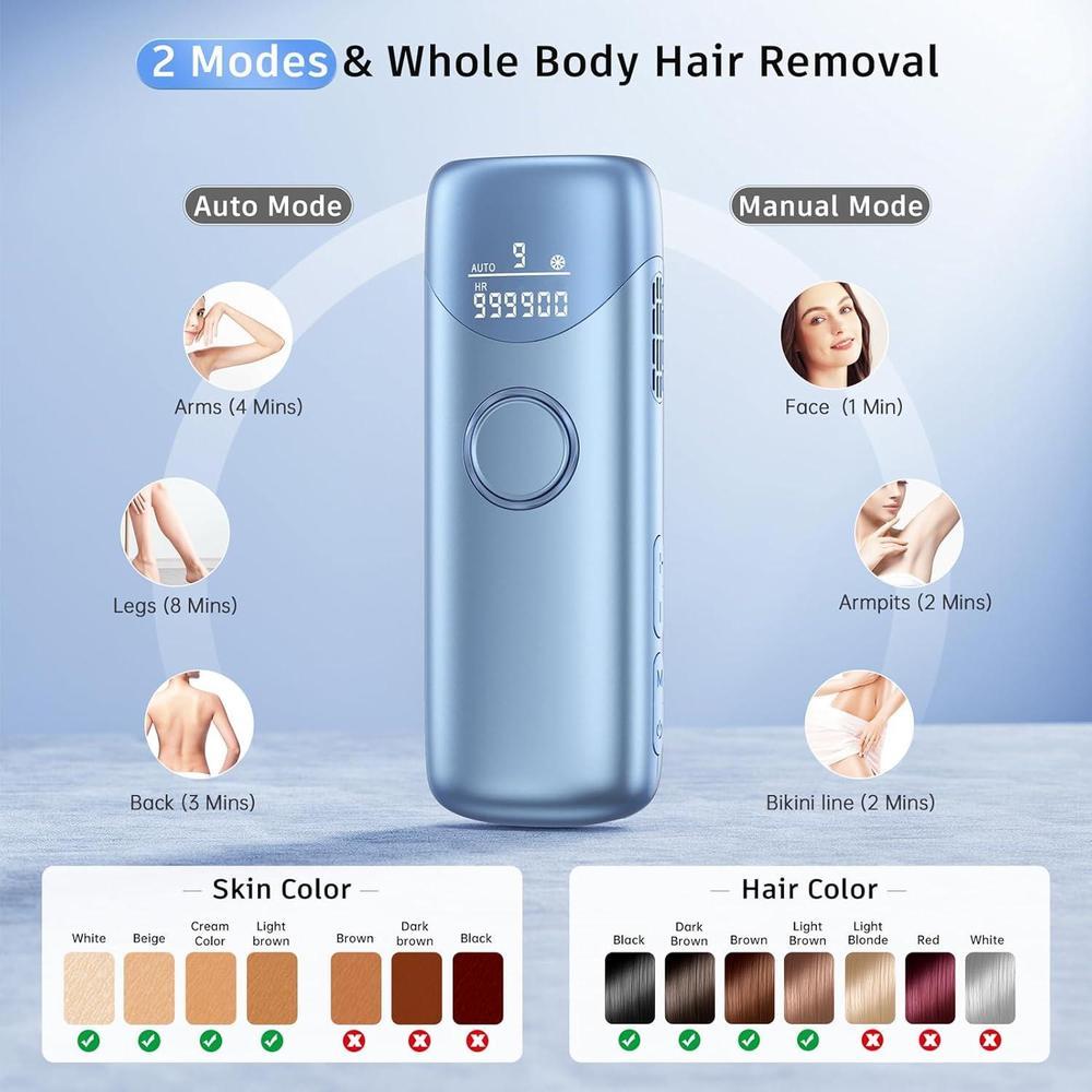 Depiladora Láser Ubroo IPL Azul Con Enfriamiento De Hielo