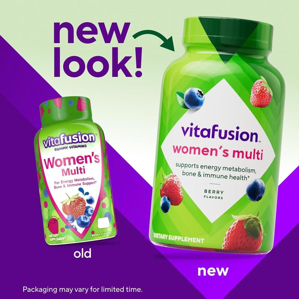 Vitaminas en Goma para Mujeres Vitafusion - Multivitaminas con Sabor a Bayas para Energía, Huesos e Inmunidad