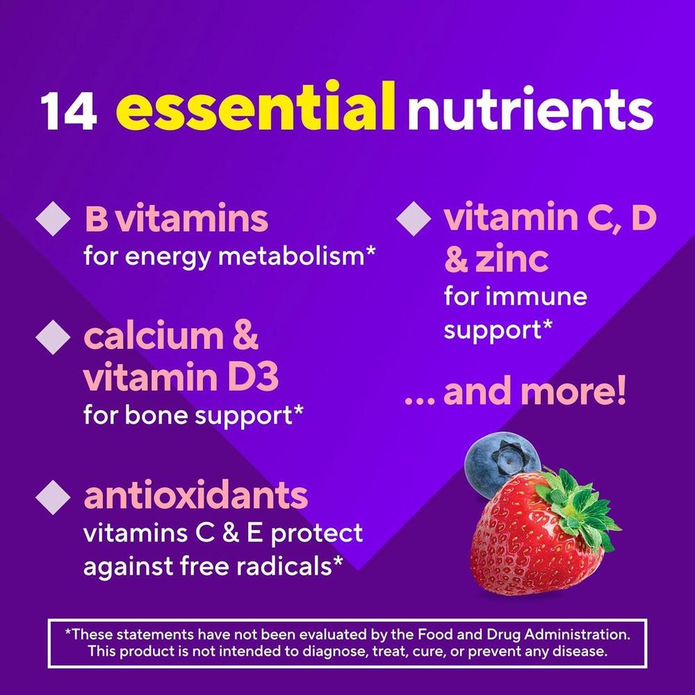 Vitaminas en Goma para Mujeres Vitafusion - Multivitaminas con Sabor a Bayas para Energía, Huesos e Inmunidad